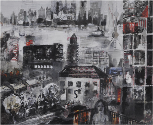 Chine, livres et peintures Collages Shanghai 