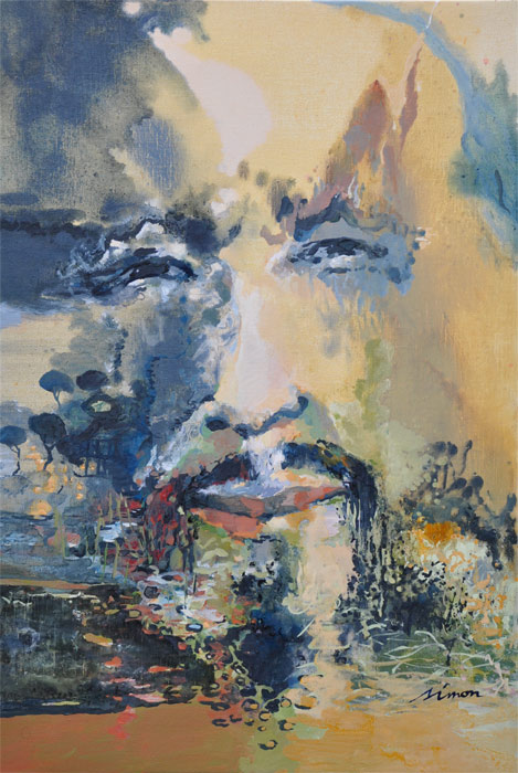 Painting Chinese poets Portrait-paysage