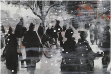 Chine, livres et peintures Collages Pkin sous la neige